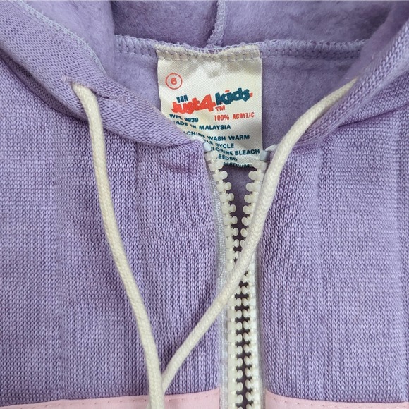 Vintage Just 4 Kids Youth Zip Up Sweater Hoodie Kids Girls Size 6 Purple Pink - Picture 3 of 6